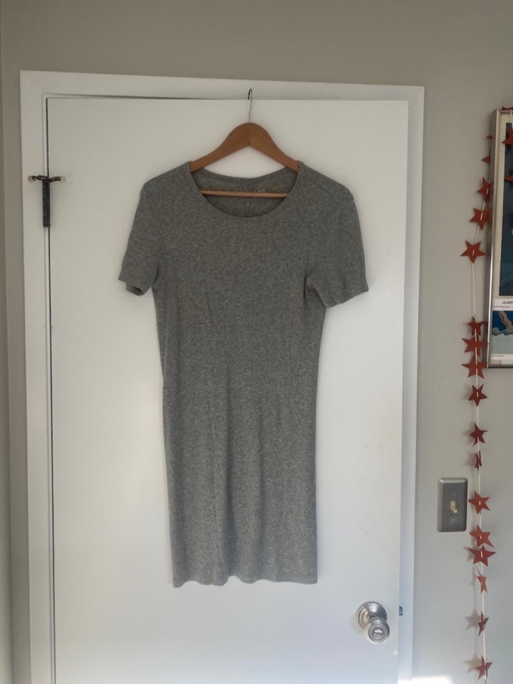 Everlane Pima Micro-Rib Tee Dress - Size M - Gray
